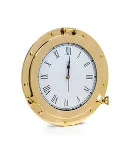Denizcilik pirinç Porthole saat | Korsan gemisi zarif Metal roma arama yüz duvar saati | Ev dekoratif hediyeler (6 inç)