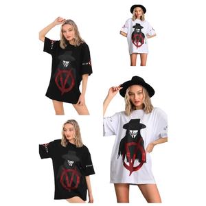 T-shirt oversize streetwear, imprimé vintage surdimensionné, taille plus, coton lourd pour femmes - Product Image 3