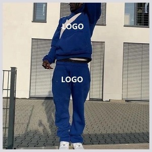 <b>Y2K</b> Custom Plus Size Solid Jogger Set 100% Cotton Lightweight Hooded Tracksuit Seamless Flared Sweatpants Rhinestone Printing - Product Image 5