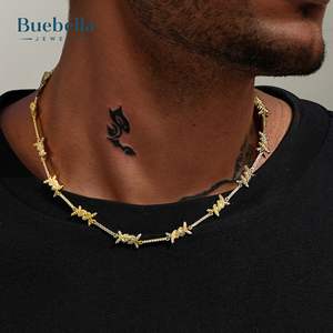 Venta caliente 925 Plata 14K Chapado en oro blanco 6mm Collar de espinas Joyería de moissanita Premium para hombres - Product Image 1