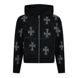 Chándal de diamantes de imitación lavado con ácido para hombre de gran calidad para correr logotipo personalizado ropa informal para hombre con diamantes de imitación lavado con ácido - Product Image 4