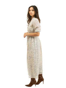 Handmade Bohemian <b>Summer</b> White Linen Maxi <b>Dress</b> for Women Casual Three Quarter Long Sleeve with <b>Short</b>-sleeve for Weddings - Product Image 4