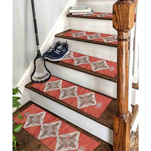 Tapis rouge, tapis au design Kilim, tapis à motifs ethniques, tapis imprimé - Product Image 5