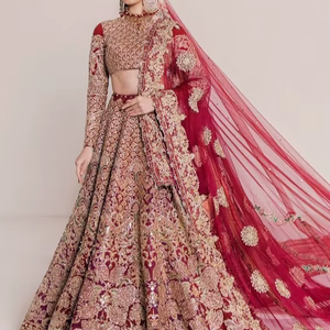 -NEW----LATEST---BEAUTIFUL--BRIDAL---TOP avec LEHENGA-robe embellie en cristal perles de verre pierre pour mariage = 2021 - Product Image 4