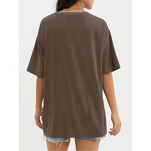 Summer Hip Hop Top Oversized Cotton Tee Crew Neck Drop Shoulder Half Sleeve Casual T-Shirt for Women - Product Image 2