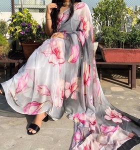 Traditional Style Indian Pakistani Designer <b>Saree</b> <b>Blouse</b> for Adults Embroidered Georgette for Bollywood Party or Wedding Wear - Product Image 1