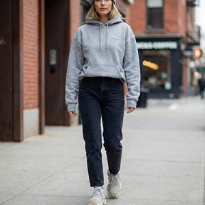 Sweat-shirt à capuche pour femme gris chiné, personnalisé, écologique, hiver, épais, 100% coton molletonné, uni, essentiel - Product Image 3