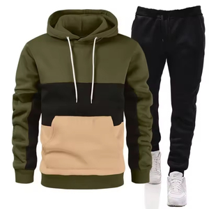 Men Autumn Eco-Friendly 100% Cotton Fleece Lining Premium Quality Streetwear Breathable Hooded Tracksuit Set Casual Elastic - Product Image 6