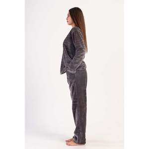 KADIN J.ULTRASOFT V YAKA UZUN KOL CEPLI PIJAMA TAKIM - สีเทา - สีเทา - Product Image 2