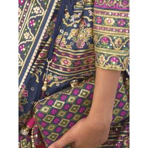 Hermoso Lehenga Choli de Seda Rajwadi Azul con Bordado de Espejo, Traje Tradicional para Bodas - Product Image 1