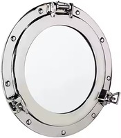 Ojo de buey de aluminio artesanal con acabado pulido, decoración náutica, estilo ventana, para colgar en la pared, para el hogar, oficina, hotel, interior