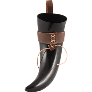 Corne à boire en corne de buffle naturelle polie et sculptée avec support en cuir pour le thé et la décoration de Noël en style ange - Product Image 4