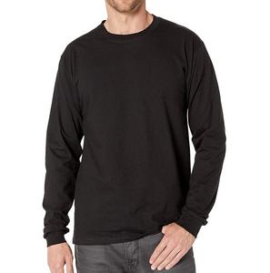 O cuello redondo de alta calidad de secado rápido Venta caliente camisetas con manga larga Color negro liso transpirable exterior hombres Casual - Product Image 1