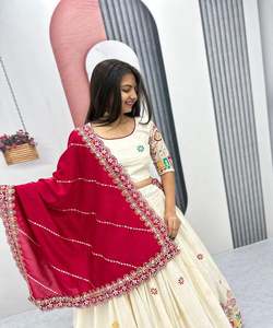 Venta al por mayor precio de moda Georgette hilo secuencia trabajo Lehenga Choli estilo pakistaní Salwar Dupatta fiesta Ropa Étnica - Product Image 4