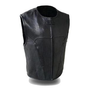 Gilet en cuir véritable de qualité supérieure pour homme, toile, hiver, confortable, professionnel, coupe-vent, respirant, col montant, bouton, OEM - Product Image 3