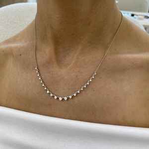 Collier de chaîne en diamant de laboratoire, or blanc massif 14 carats, diamant allongé taille ronde, bijoux faits à la main pour femmes - Product Image 2