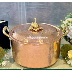 Exportateur de plats de service chauffés le plus vendu de l'Inde Ensembles d'ustensiles de cuisine Pot de service en cuivre sûr de haute qualité - Product Image 3