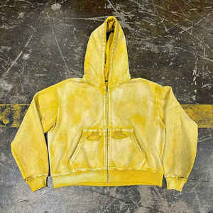 Sudadera con Capucha Extra Grande para Hombre, Estilo Vintage, Lavado Ácido, Gruesa, Resistente al Viento, Desteñida por el Sol, de Algodón Francés - Product Image 5