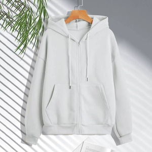 Hiver Unisex Fleece Pullover Hoodies Solid Zipper Casual Korean Style Breathable Quick Dry Polyester/Cotton Streetwear - Product Image 1