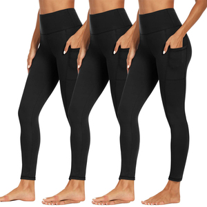 Active Wear Elastic Waist Custom Logo Stock High Waist Gym Sports <b>Leggings</b> Running Fitness Women's Yoga Pockets <b>Leggings</b> - Product Image 1