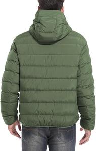 Men's <b>Lightweight</b> Packable <b>Long</b> Stand Collar Front Logo Hooded Fleece Jacket Winter Waterproof Windproof Breathable <b>Coat</b> - Product Image 2