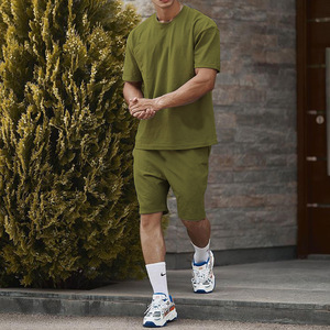 Ropa de calle de verano deportes personalizados hombres chándal corto camiseta y pantalones cortos conjunto trajes Casual algodón dos piezas pantalones cortos conjuntos para hombres - Product Image 6