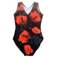 Nouveaux justaucorps de gymnastique sans manches en spandex imprimé par sublimation à motif floral, haute qualité, logo personnalisé, pour filles et adultes, OEM