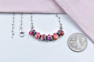 Elégant collier de réglage de lunette en argent sterling plaqué rhodium rose Dahlia turquoise avec chaîne de 18 pouces - Product Image 2