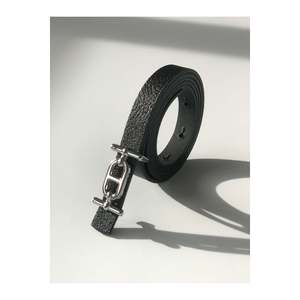 Ceinture fine pour femme avec boucle argentée, ceinture pour pantalon, ceinture pour chemise, ceinture pour veste - Noir-Argent - Product Image 4