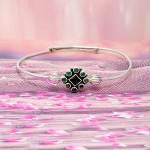 กำไล925สเตอร์ลิงเงินแฟชั่นทำด้วยมือปรับได้กำไลพลอยมรกตของขวัญเครื่องประดับเงิน - Product Image 2