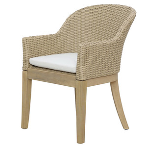 Chaise de salle à manger moderne avec structure en teck massif et tressage en rotin couleur naturelle pour usage intérieur/extérieur, maison, bureau et parc - Product Image 4