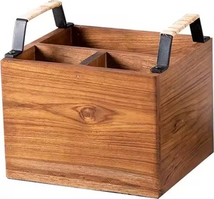 Porte-couverts 3 compartiments en bois de manguier, nouveau design, pour table, ustensiles de cuisine, support à couverts - Product Image 3