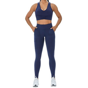Ropa de fitness sin mangas con logotipo personalizado de marca, ropa deportiva para mujer, ropa deportiva para yoga, conjunto sin costuras para mujer, entrenamiento para niñas - Product Image 1