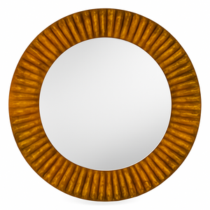 กระจกติดผนังกรอบเรซินรอบพรีเมี่ยมกระจกตกแต่งทำด้วยมือสีเหลืองอำพันสำหรับการตกแต่งภายในที่ทันสมัยและแบบดั้งเดิม - Product Image 1