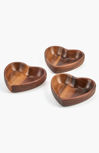 <b>Heart</b> Out Set of 3 Small Acacia Wood <b>Bowls</b> - Product Image 3