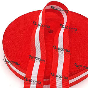 Cinta de Grosgrain y Moiré Ceremonial a Rayas Rojas y Blancas, Cinta de Tela de Poliéster para Premios y Decoraciones - Product Image 1