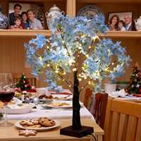 Mini arbre lumineux aux fleurs de cerisier bleu rêveur, alimenté par USB, lumières LED blanches chaudes pour Noël