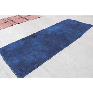 Alfombra Turca, Alfombra de Pasillo de 3.8x10.6 pies, Alfombra con Diseño a Cuadros Azules - Product Image 2