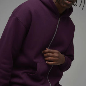 Sweat à capuche en molleton à épaules tombantes personnalisé avec fermeture éclair, couleur unie, capuche ajustable, tenues tendance pour hommes, prix avantageux - Product Image 5