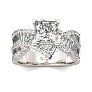 Jeulia Vintage Princess Cut Sterling Silver <b>Ring</b> with <b>Turquoise</b> Zircon-Rhodium Plated Fine Jewelry for Engagement - Product Image 1