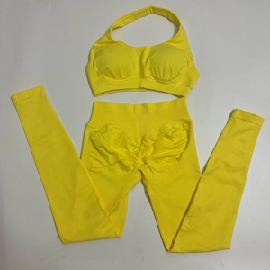 Women Seamless Yoga Set Sportswear Fitness Clothing Gym Running Leggings Workout Pants <b>Padded</b> Sports Bras 2 Pieces Sports Suits - Product Image 4