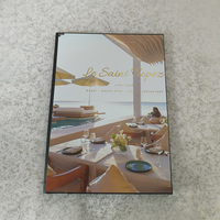 Buku Menu Kulit Premium Dua Halaman untuk Hotel & Restoran Mewah, Cetak UV Kustom dengan LED