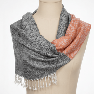 Grey Peach Dual-Tone Paisley <b>Pashmina</b> Shawl Summer Cashmere Modal Rayon Polyester Jersey Lace Digital Leopard Letter Solid - Product Image 1