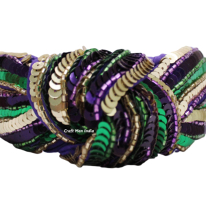 Banda para el pelo de tela de moda personalizada Mardi gras al por mayor, accesorios para mujer, diadema de perlas anudadas de Color sólido, diadema para niñas - Product Image 1