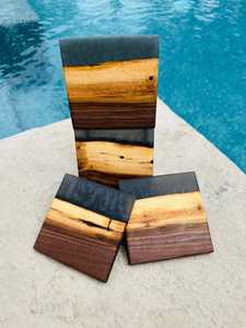 Custom Handmade Durable Polished Wooden Resin <b>Coaster</b> Solid Wood and Epoxy Resin <b>Drink</b> <b>Coaster</b> Set for Home Office Bar Kitchen - Product Image 2