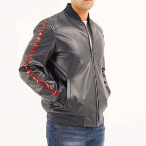 Blouson aviateur moderne en PU pour hommes avec col montant et poches latérales en cuir - Product Image 6