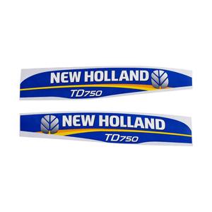 Kit d'autocollants pour capot de tracteur New Holland TD75D, ensemble d'autocollants en vinyle bleu - Product Image 1