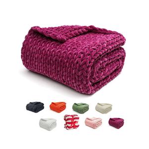 Erwachsene sinnliche handgemachte Überwurf-Schwere gestreifte klobige Samte gewichtete gestrickte Decke für <span class=keywords><strong>Insomnia</strong></span> - Product Image 1