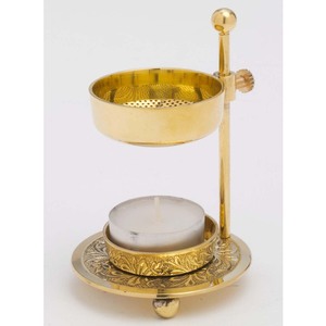 Brûleur d'encens en laiton à bol réglable dernier produit très vendu Brûleurs d'encens religieux à vis en laiton fini or - Product Image 5