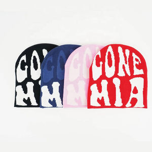 Bonnet d'hiver unisexe personnalisé Y2K sans manchette en acrylique imprimé jacquard brodé à la main, chaud et sportif, multicolore tricoté pour adultes - Product Image 1